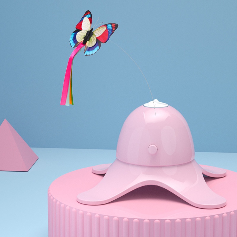 Elsabell Đồ chơi mèo con bướm tự động làm giảm sự nhàm chán tương tác xoay 360 độ cho