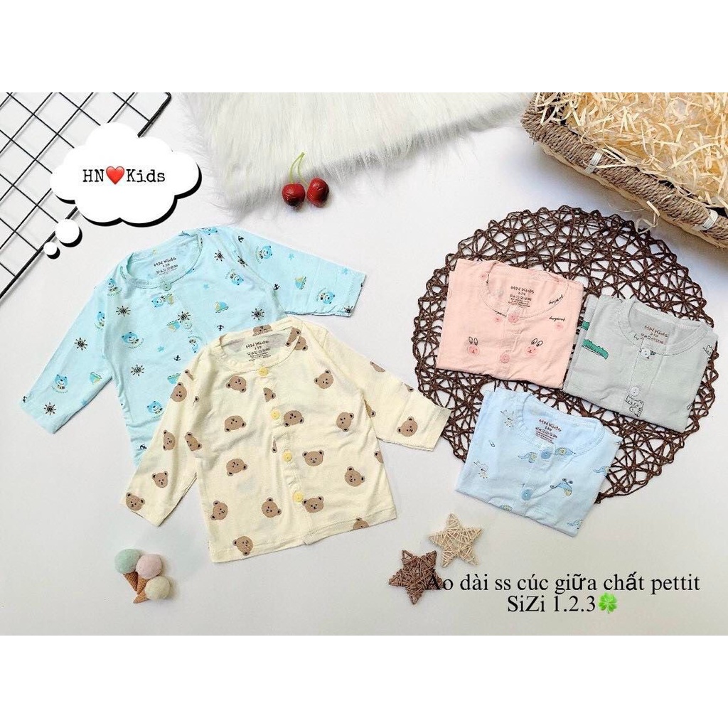 Áo Dài Tay Thun Lạnh Cúc Thẳng HNKids  Cho Bé Trai Bé Gái Loại 1