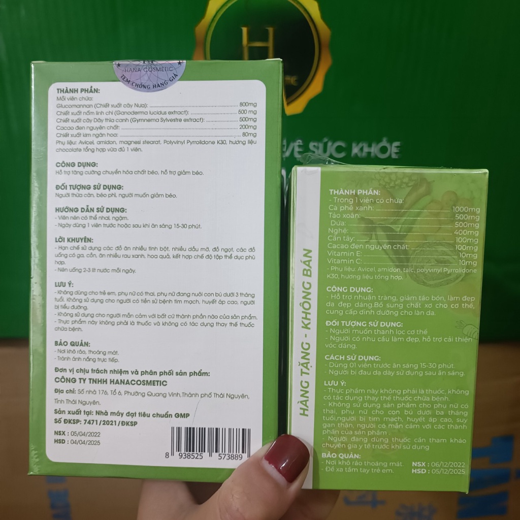 KẸO GIẢM CÂN HANA SLIM MẪU MỚI KẸO NÂU 20V TẶNG 5V XANH HÓA LỎNG