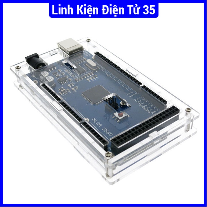 Case Arduino Mega2560 gồm 06 miếng mica và 08 bộ ốc vít trong suốt, thẩm mỹ