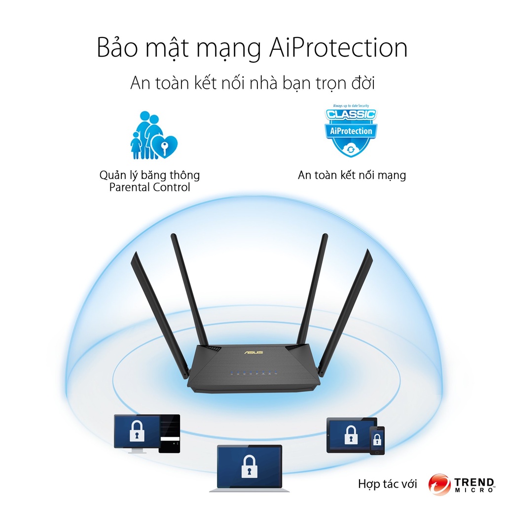 ROUTER WIFI ASUS RT-AX53U AX1800 DUAL BAND WIFI 6 MU-MIMO WIFI AIMESH | BigBuy360 - bigbuy360.vn