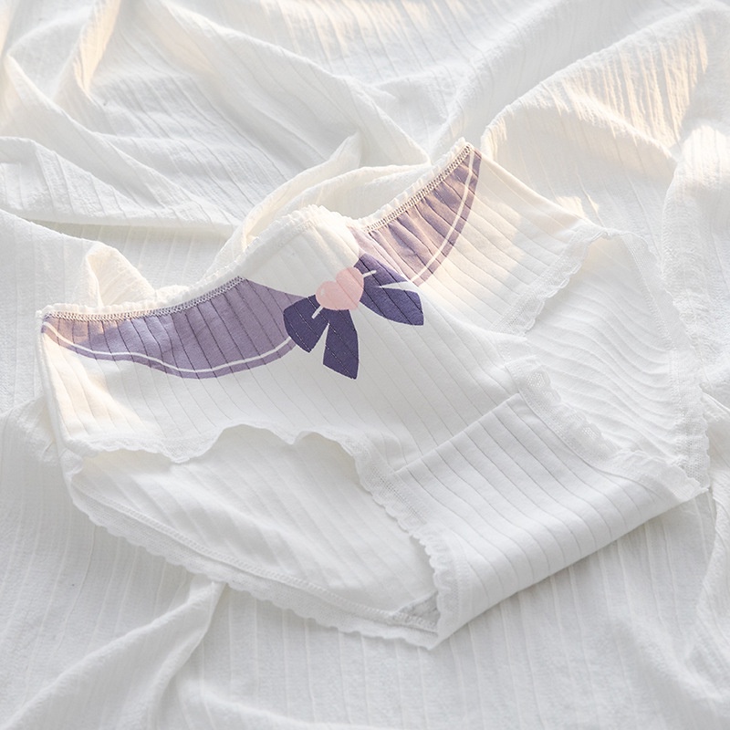 Quần Lót Cotton Tím Lưng Vừa Dễ Thương Cho Nữ