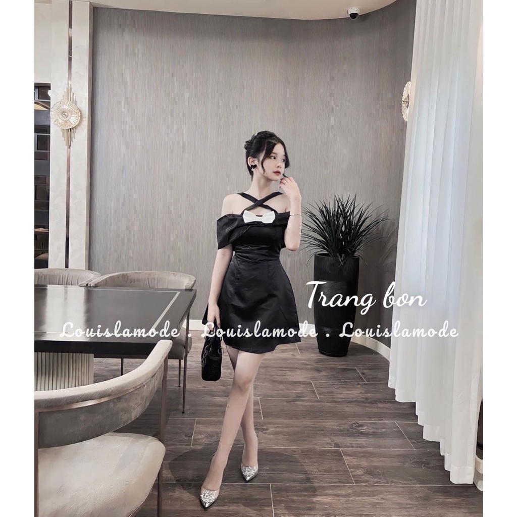 Đầm nơ dây chéo trễ vai sang chảnh đi dự tiệc, đám cưới.