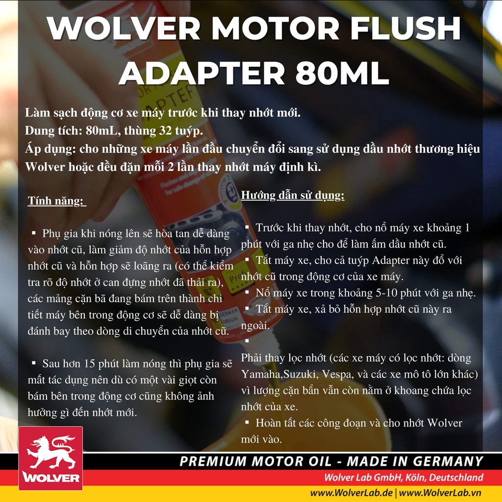 Dung dịch súc rửa động cơ Wolver Motor Flush ADAPTER - Nhập khẩu từ Đức