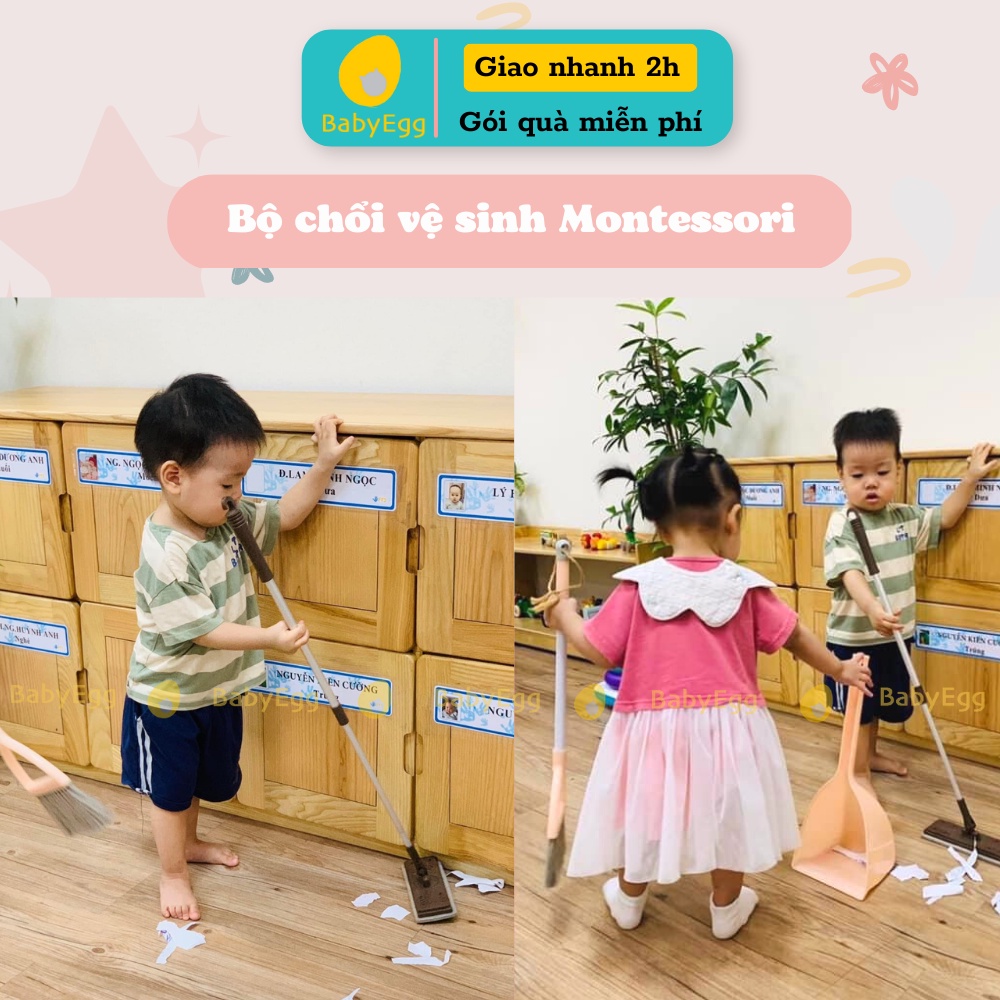Bộ chổi vệ sinh cây lau nhà mini cho bé Montessori trẻ em nhỏ bé trai bé gái đồ chơi cho bé 1 2 3 4 5 6 tuổi babyegg