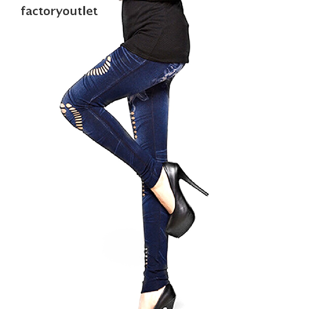 Quần Legging Giả Jean Dáng Ôm Co Giãn Quyến Rũ Cho Nữ QWD