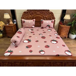 Bộ ga gối quả dâu thun siêu mát lạnh 5D, nhận may đủ kích thước