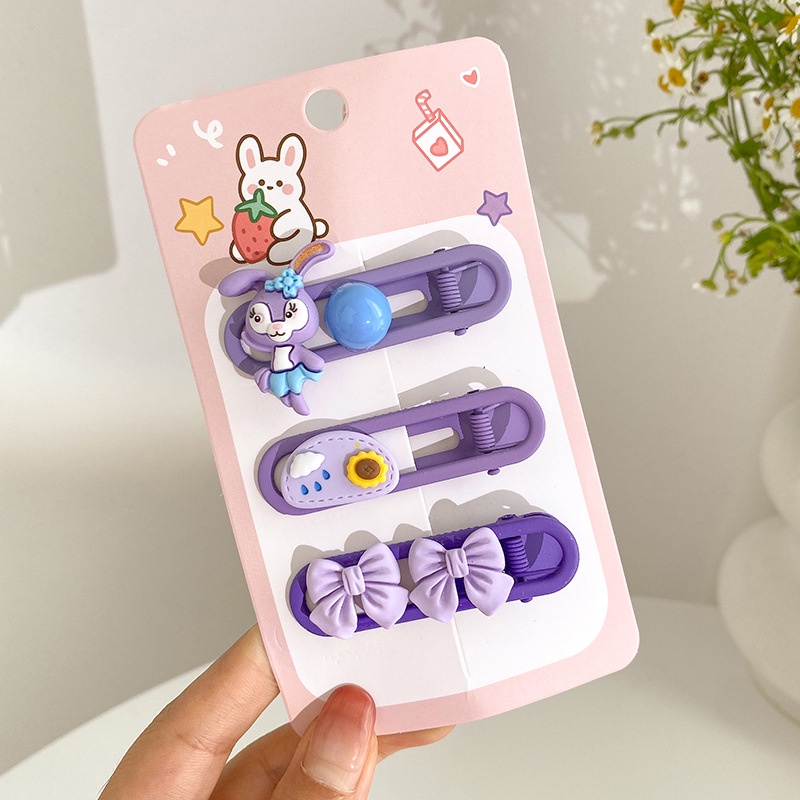 Bộ 3 Kẹp Tóc Hình Thú Hoạt Hình Dễ Thương Cho Bé Gái