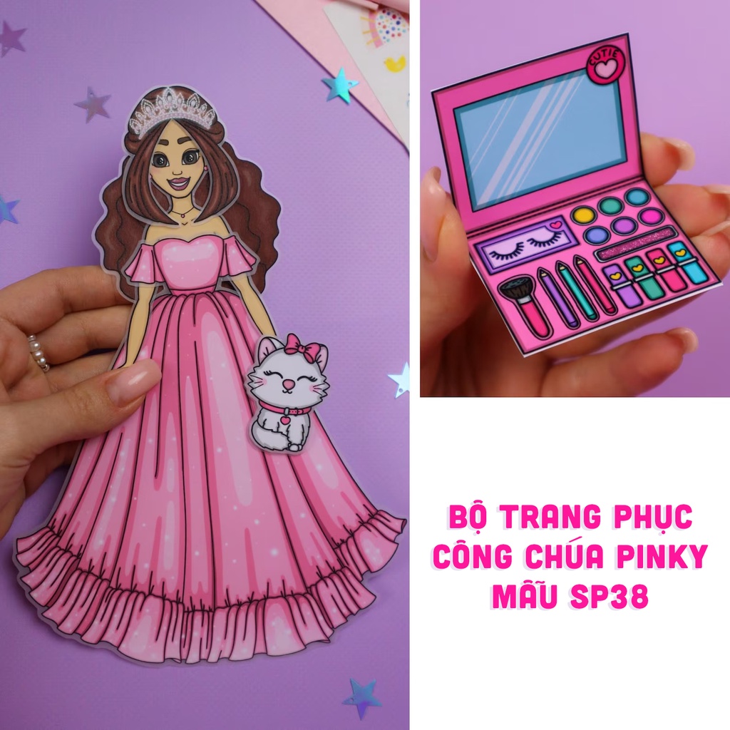 Ngôi Nhà Búp Bê Bằng Giấy - Bộ Trang Phục Công Chúa Pinky - Mẫu SP38