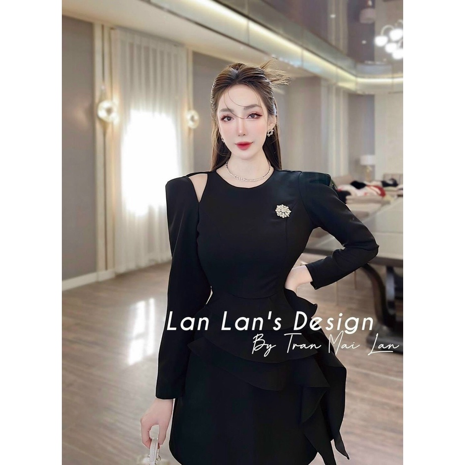 Đầm váy nữ khoét vai tay dài thiết kế thời trang nữ cao cấp