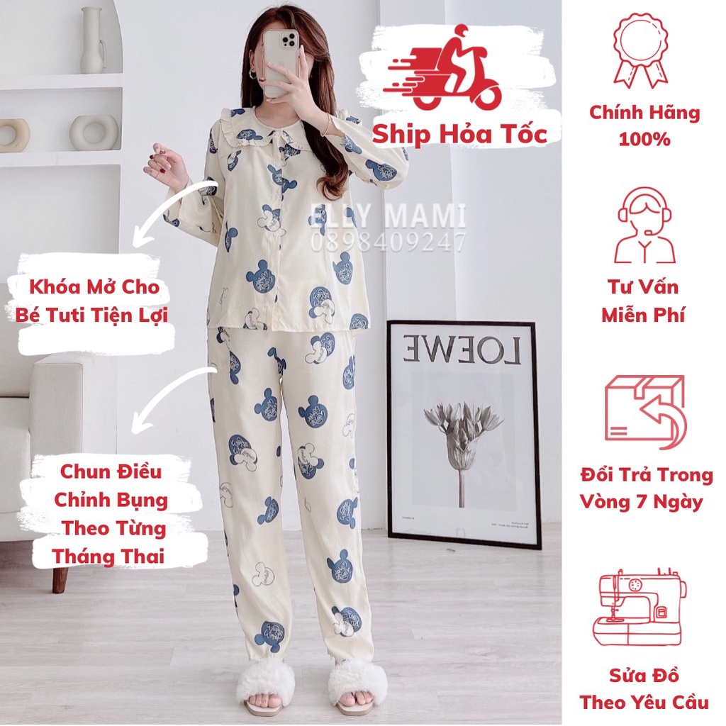 ( 40kg - 80kg ) Đồ Bộ Bầu Và Sau Sinh Nhiều Màu Đũi Lụa Cổ Bèo Siêu Mát Nhẹ Tênh Form Dễ Mặc