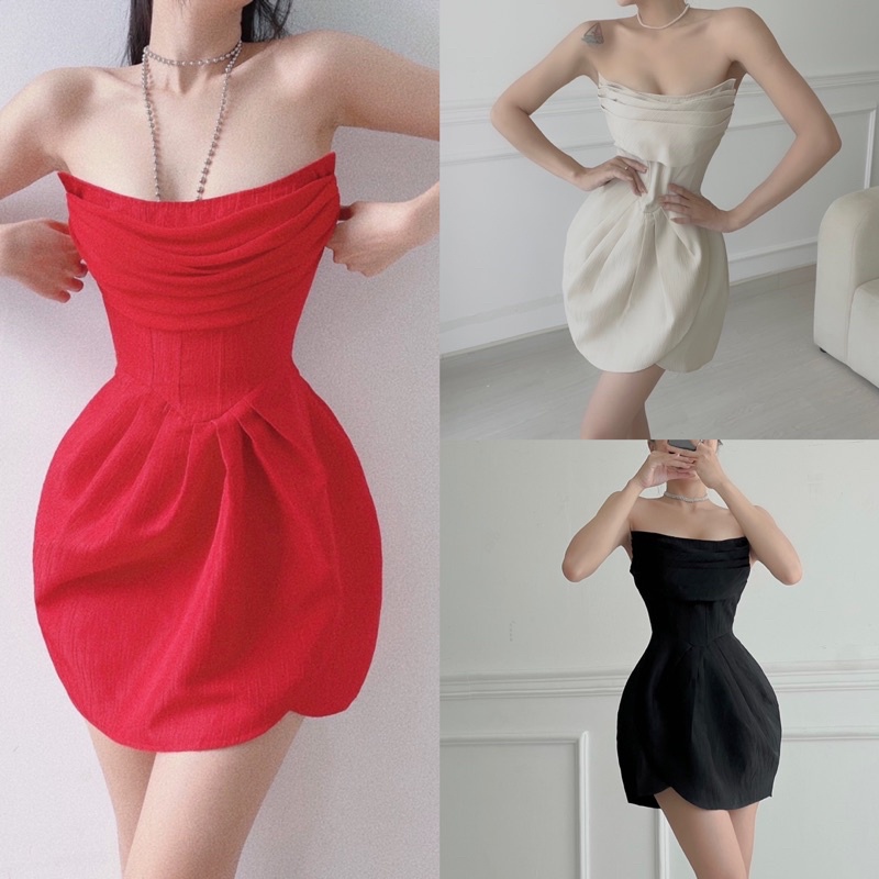HÌNH THẬT - Sẵn Hỏa Tốc - Lovie Dress - Đầm Thiết Kế Cúp Ngực Tùng Bồng
