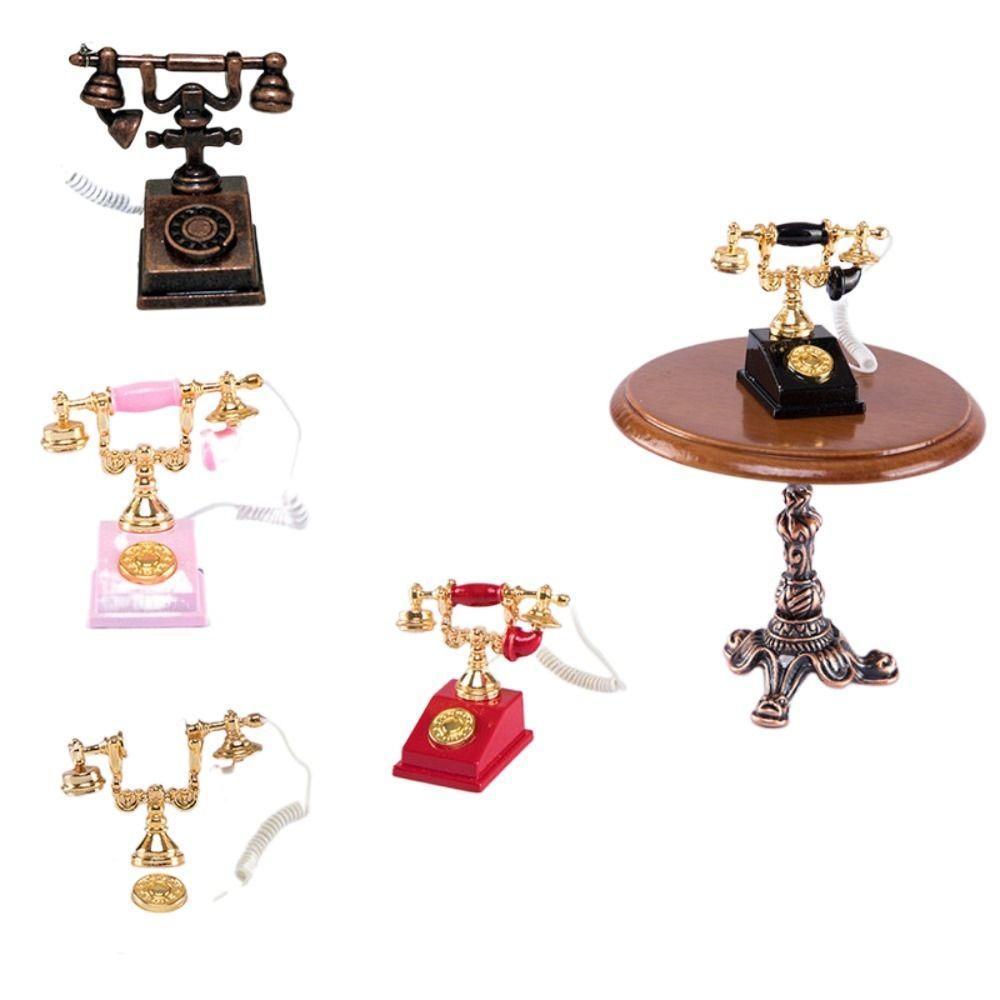 DANES Đồ trang trí Điện Thoại Bàn Mini Tự Trang Trí Nhà Búp Bê Phong Cách Vintage