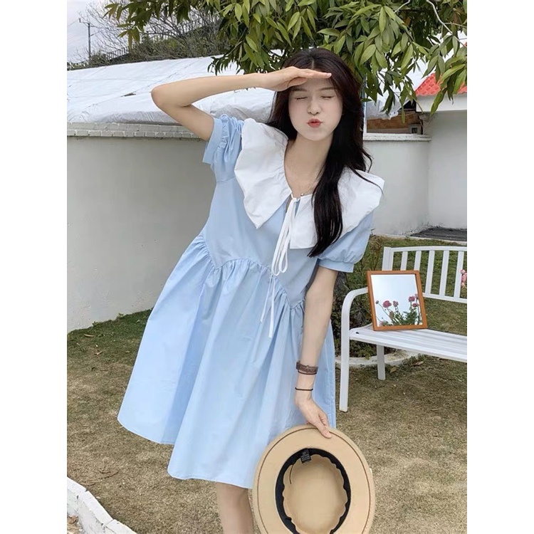 Váy babydoll nữ cổ bèo, đầm nữ tiểu thư vintage dễ thương hàn quốc minstore365 | BigBuy360 - bigbuy360.vn