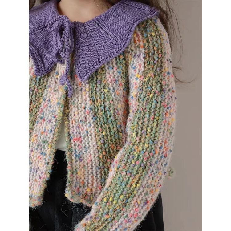Áo Sweater Mùa Đông 2023 Hợp Thời Trang Màu Tương Phản In Họa Tiết Hoa Cho Bé Gái