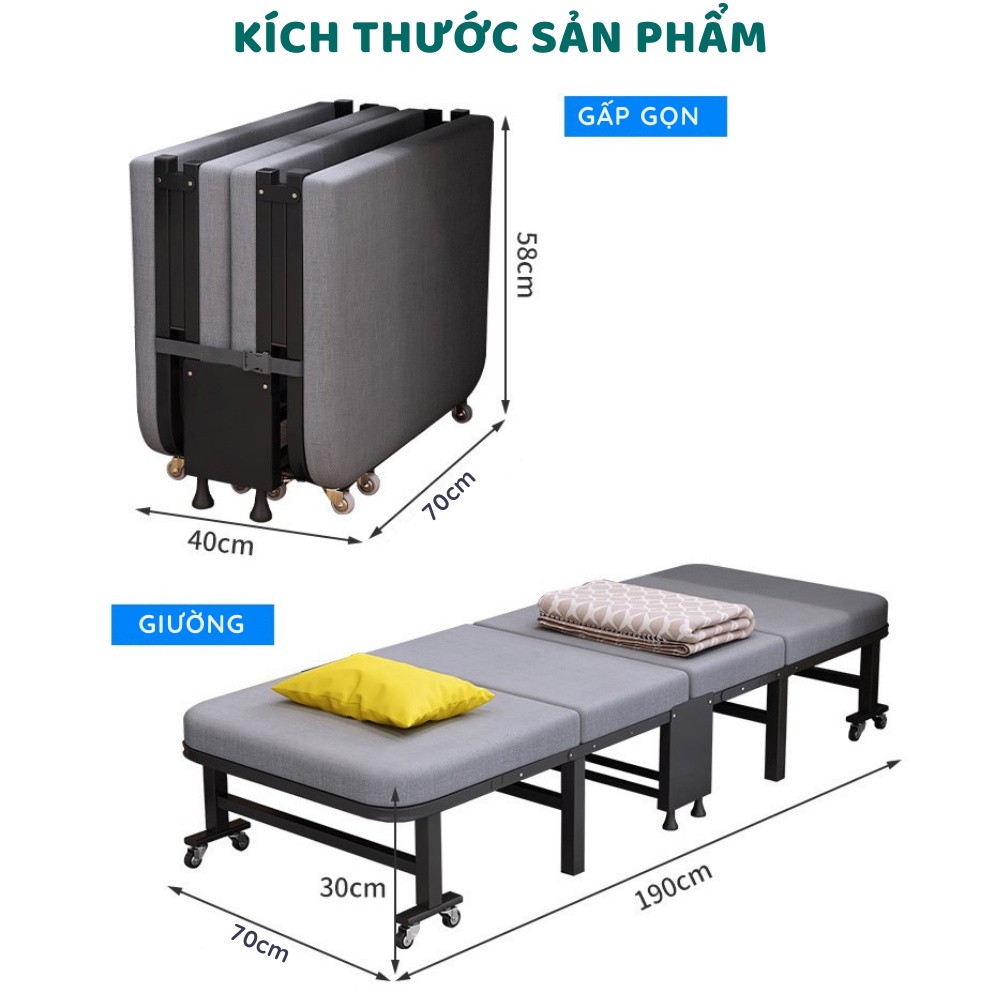 Giường Gấp Thông Minh Văn Phòng Gấp Gọn, Giường Xếp Gấp Gọn Văn Phòng Ngủ Trưa Tiện Lợi Khung Thép Chắc Chắn