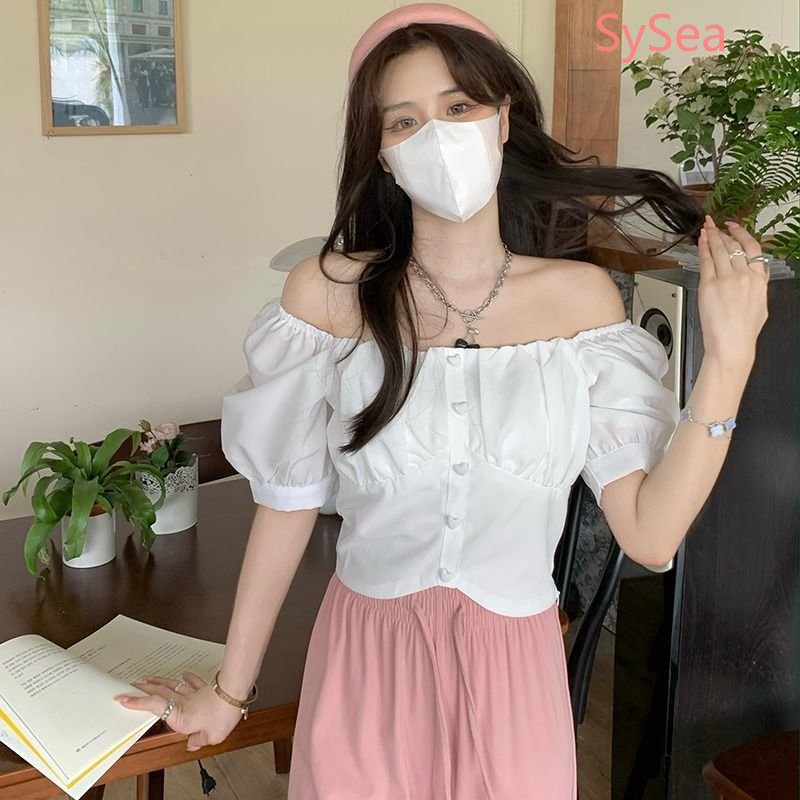 Áo Kiểu Tay Phồng Cổ Vuông Cỡ Lớn Thời Trang Mùa Hè Xinh Xắn Cho Nữ