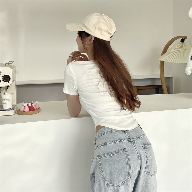 IELGYÁo Croptop Mỏng Lưng Cao In Họa Tiết Thời Trang Cho Nữ