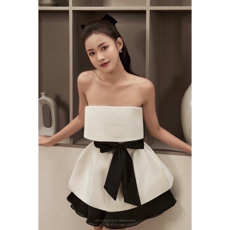 Set áo cúp ngực cột nơ + chân váy TRÂM ANH BOUTIQUE - 296