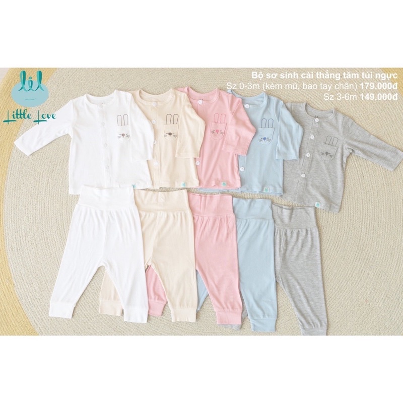LITTLE LOVE - Bộ sơ sinh cho bé vải tăm tre mềm mại hãng Little Love