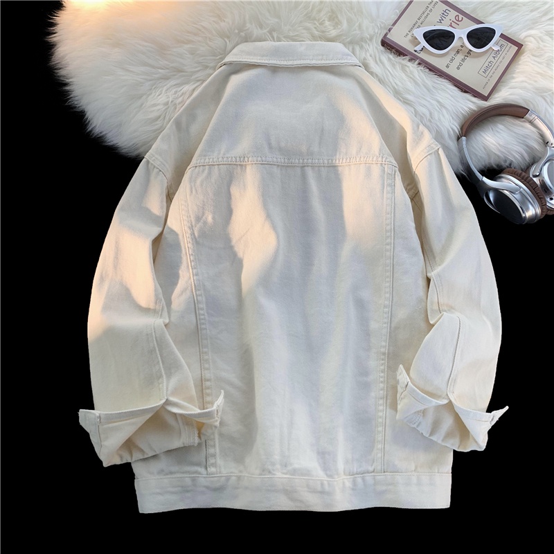 Áo Khoác Denim Dáng Rộng Phong Cách Thời Trang Đường Phố Mỹ