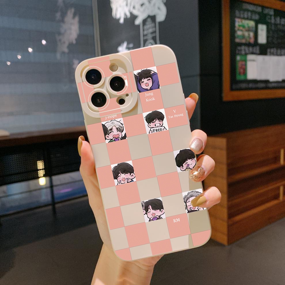 Ốp Điện Thoại Viền Vuông In Hoạt Hình BT21 Cho Samsung Galaxy S23 Ultra S23 + A04E A04 4G A14 A34 A54 5G A11 A50 M12