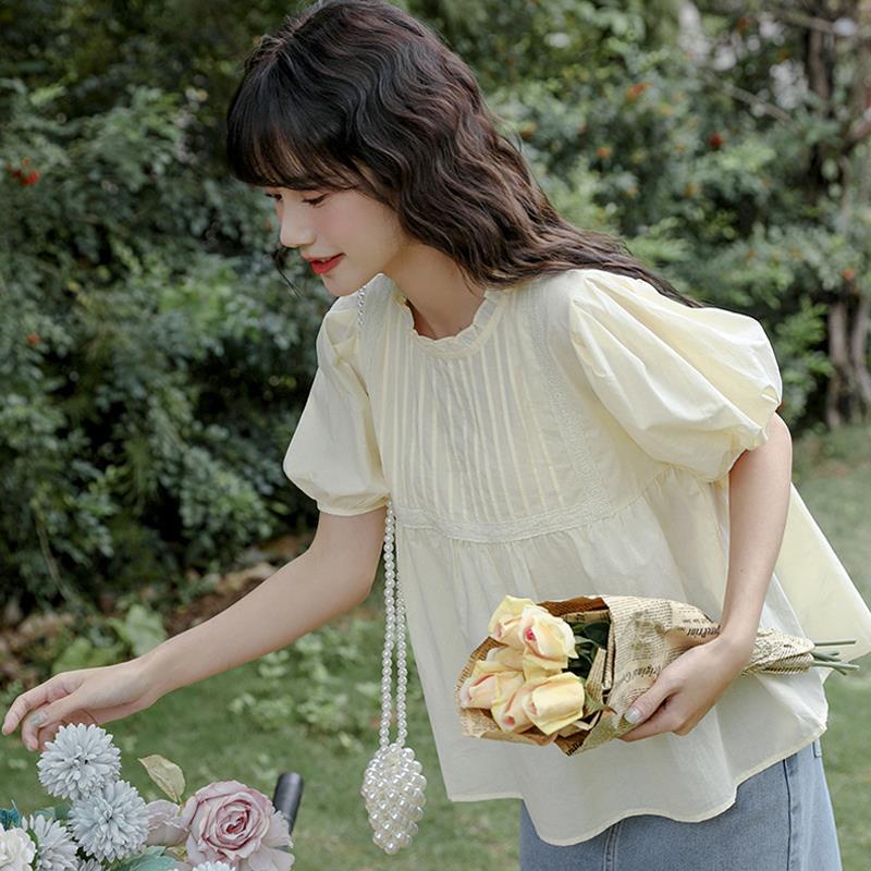 Áo Sơ Mi Tay Ngắn Phồng Thời Trang Mùa Hè Nhật Bản 2023 Dành Cho Nữ