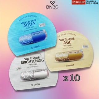 Hộp 10 Mặt nạ Thiếc BNBG gấp đôi dưỡng chất Vita Cocktail Foil Mask 30ml x 10