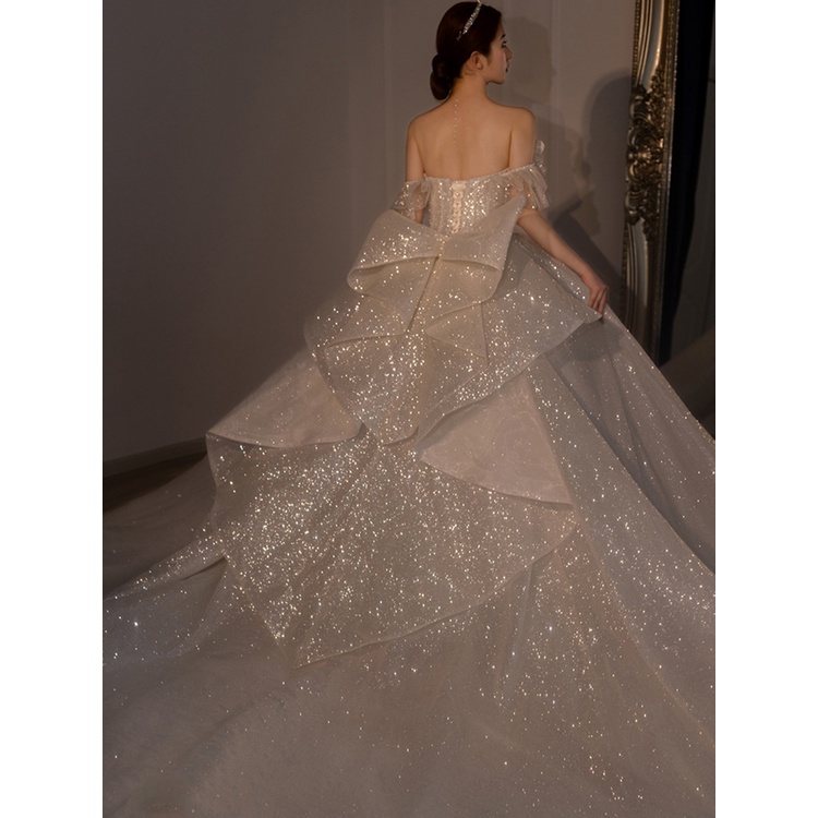 Váy cưới chính cô dâu mới kiểu Pháp chất lượng cao may chi tiết