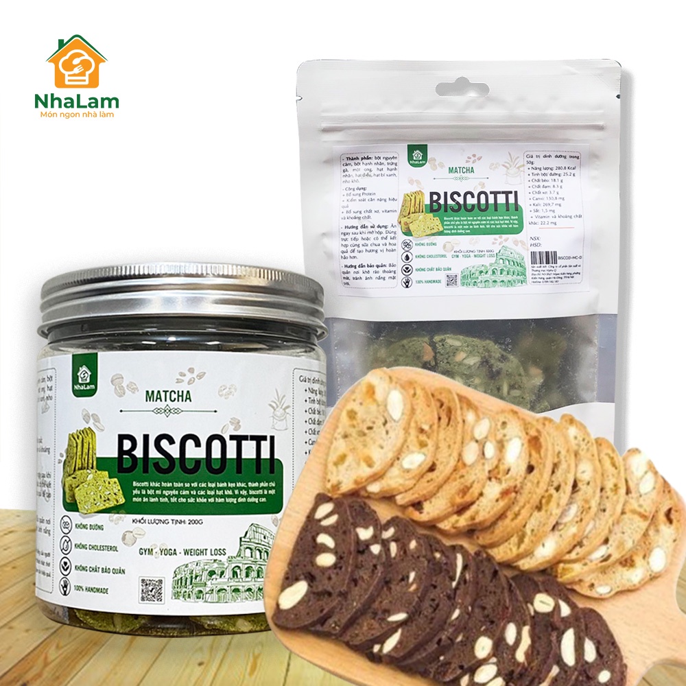 Bánh Biscotti Nguyên Cám Dinh Dưỡng Ăn Kiêng Không Đường NHALAM FOOD