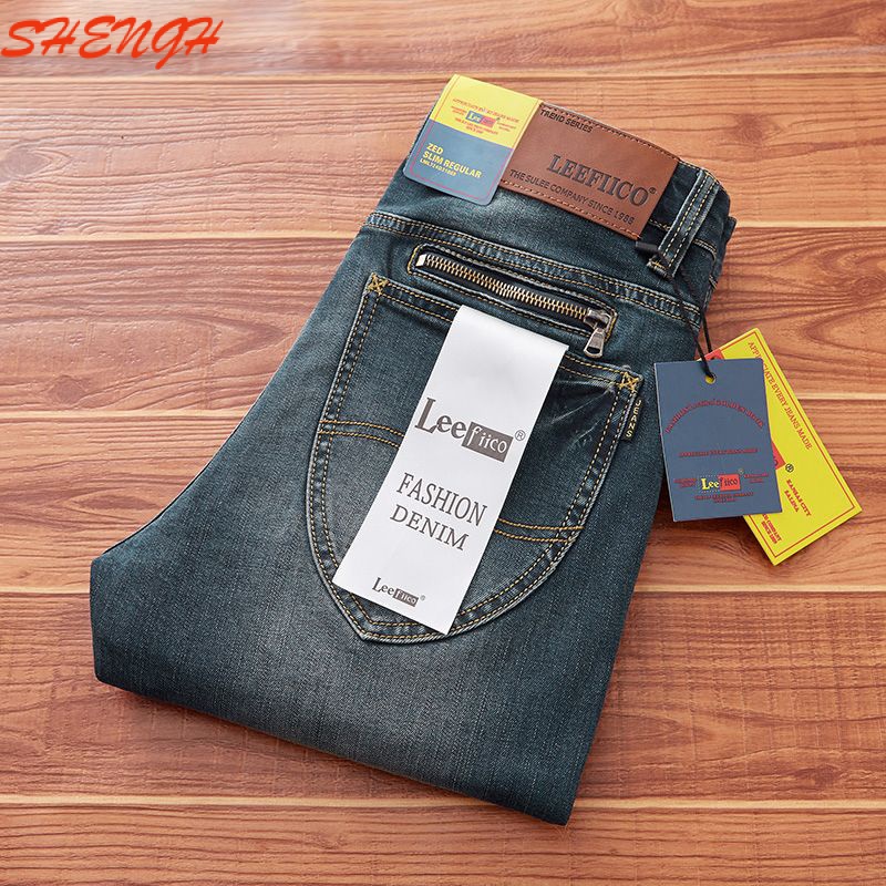 Quần Jean Nam Co Giãn Một Đuôi Cắt Nhãn Hiệu Niu Hàng Big-name Sản Phẩm Xuất Khẩu Chính Hãng Phong Cách Retro Mùa Thu