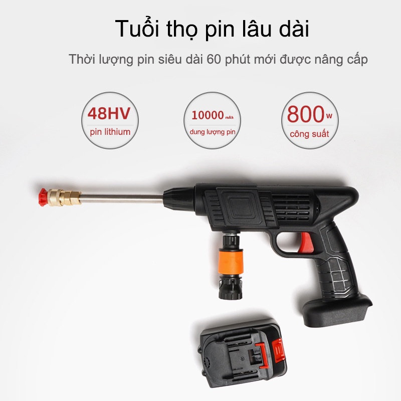 Máy rửa xe dùng pin mini, Máy xịt rửa tăng áp,máy xịt rửa xe cao áp dùng pin áp lực cao dùng cho ô tô xe máy