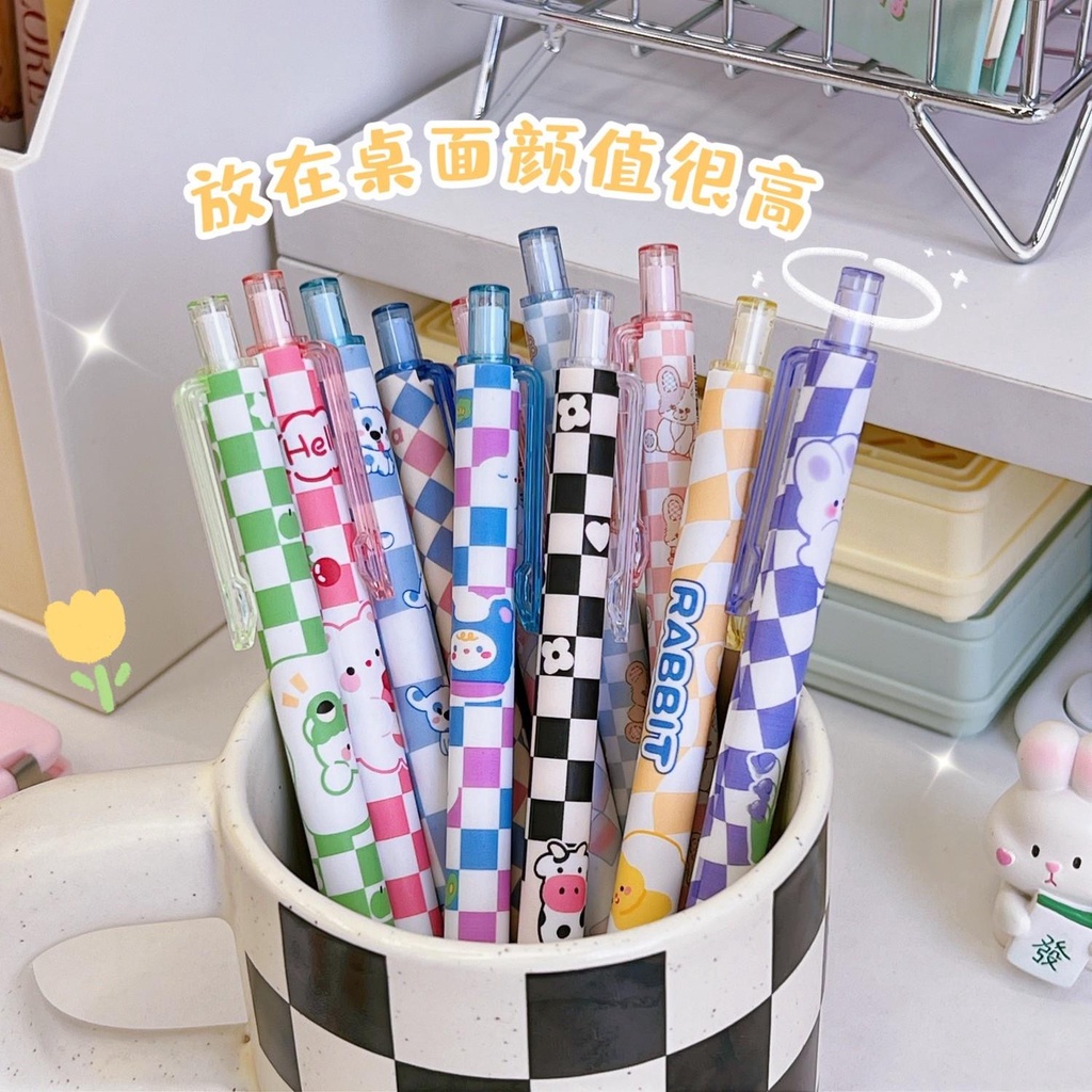 Bộ 6 bút gel đen Moka Tengyi ngòi 0.5mm, bút mực bấm dễ thương