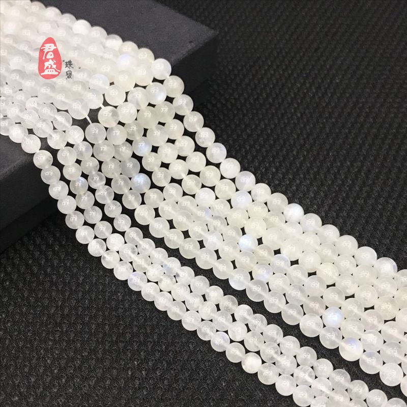 Bán Trực Tiếp Từ Nhà Máy Sri Lanka Chuỗi Hạt Đá Mặt Trăng Tròn Trắng Dùng Làm Trang Sức diy