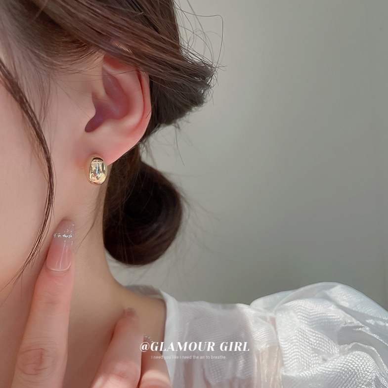 Khuyên Tai Kim Loại Hình Hạt Đậu Đơn Giản Thời Trang / Bông Tai