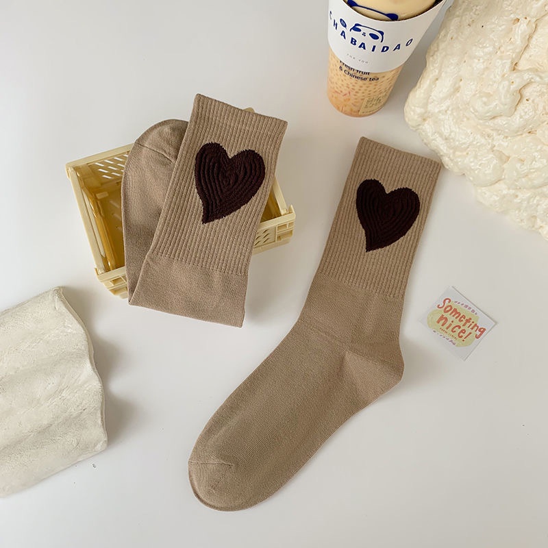 Tất cotton LEVAO hoạ tiết trái tim hợp thời trang cao cấp cho nữ