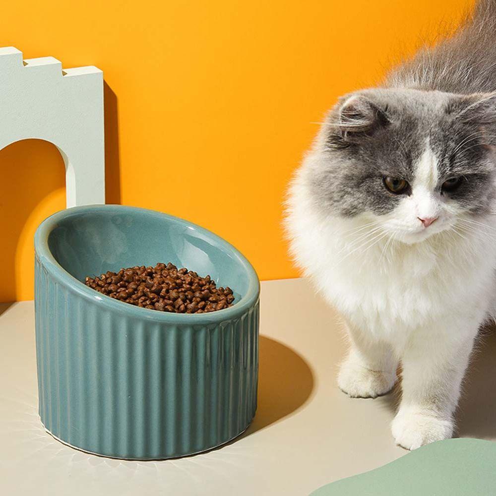 Bát Uống Nước Bằng Gốm Họa Tiết Kẻ Sọc Dành Cho Thú Cưng