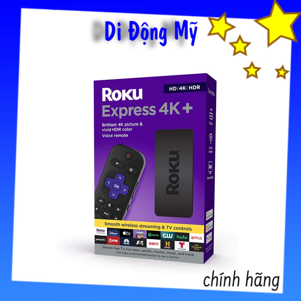 Roku Express 4K+ / 4K - Thiết bị phát truyền hình Roku Streaming Express 4k 3940W / 4K+ 3941RW Voice Remote, TV Control
