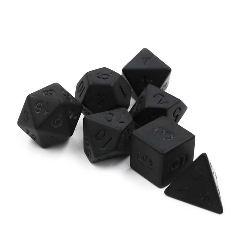 Set 7 Xí Ngầu Đa Diện Màu Đen