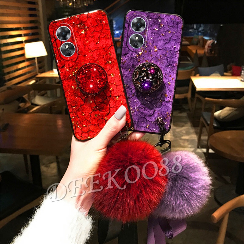 Ốp Điện Thoại Đính Đá Có Giá Đỡ Và Bóng Lông Cho OPPO Reno 8 8T Reno8 T A78 4G 5G Reno8T