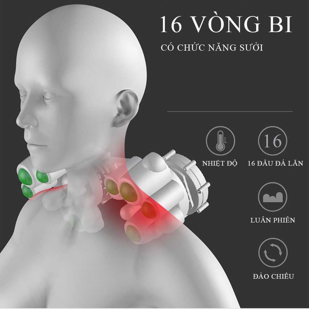 Gối massage mát-xa cổ vai gáy eo hông 20 đầu, đa năng có gồm túi khí và túi thảo dược