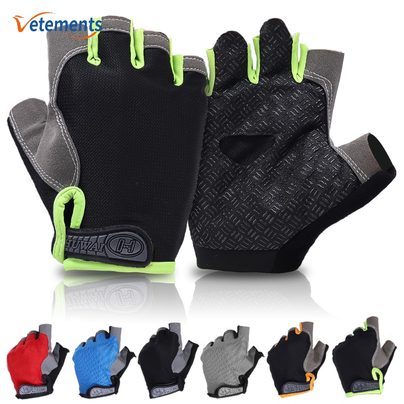 Găng Tay Thể Thao Hở Ngón Chống Sốc Thoáng Khí Unisex