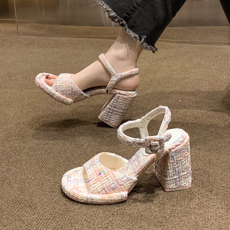 Kisstyle Xăng đan Cao Gót Hở Ngón Thời Trang Dành Cho Nữ