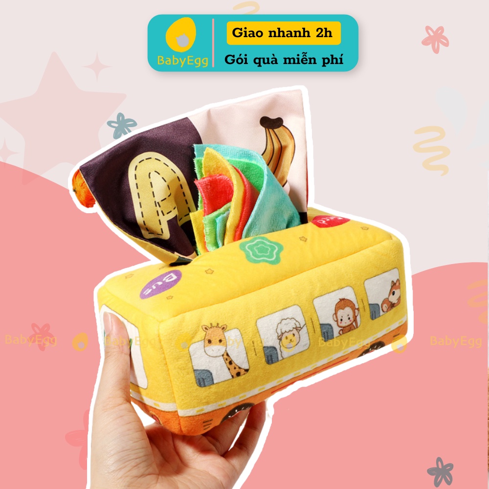 Đồ chơi cho bé 1 tuổi Hộp khăn giấy rút đồ chơi Montessori cho bé sơ sinh bé trai gái 7 8 9 10 11 12 tháng tuổi BabyEgg