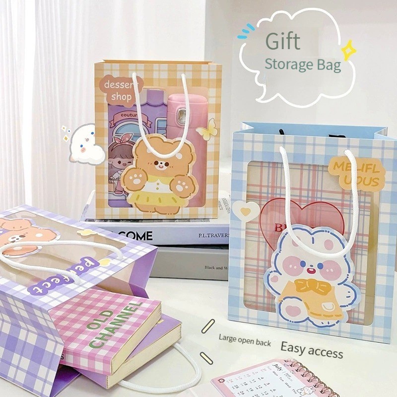 Túi Đựng Quà Sinh Nhật / Trà Sữa / Bánh Mì Kiếng Trung Suốt Hình Hoạt Hình Dễ Thương