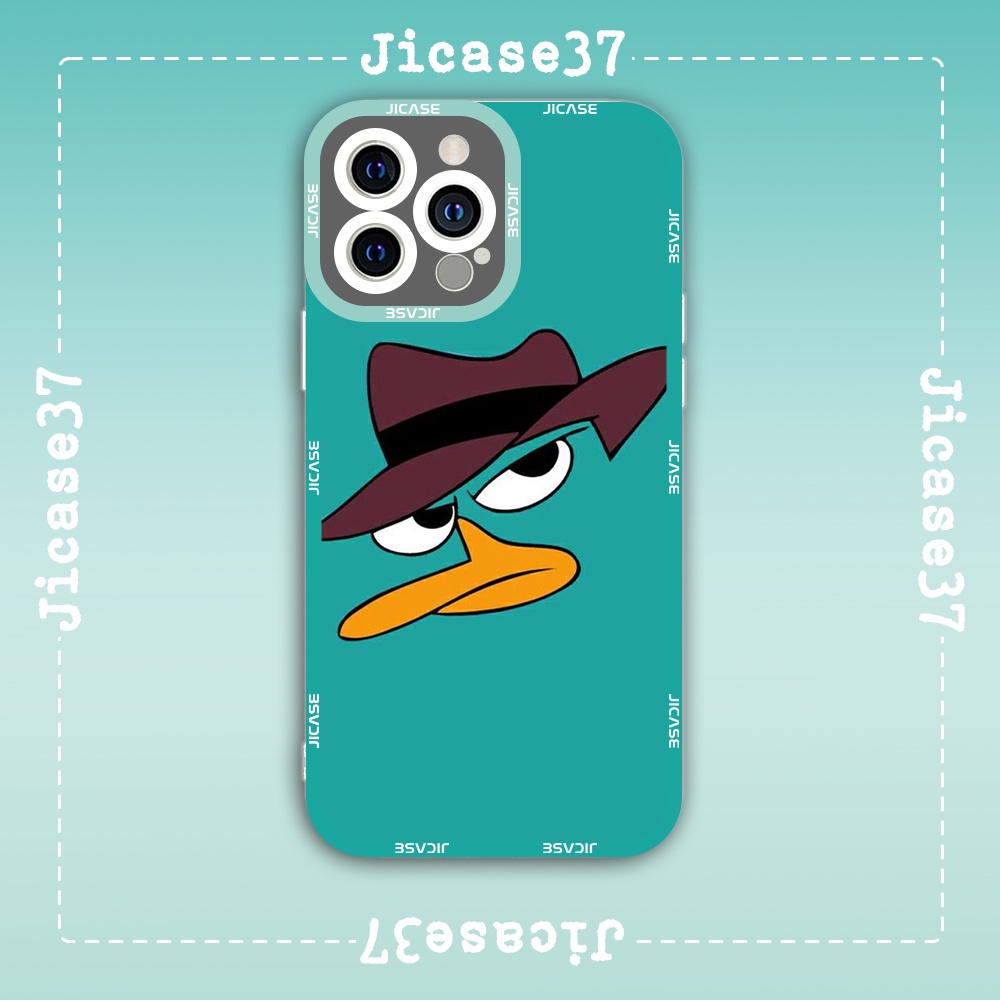 Ốp lưng iphone cạnh vuông Jicase JMcase Thủ Mỏ Vịt Perry Phineas và Ferb Hoạt Hình x/xs/11/12/pro/max/plus/promax