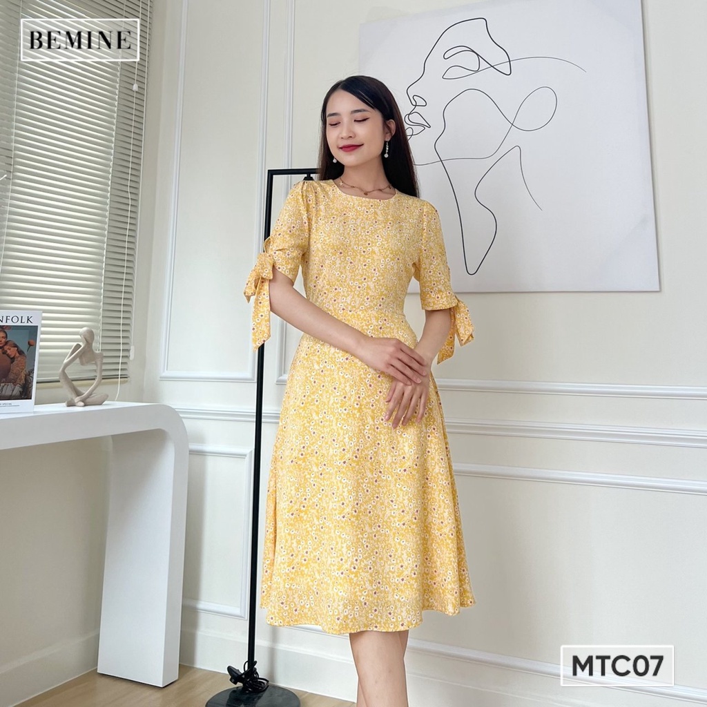 Đầm tay ngắn cột nơ BEMINE MTC07