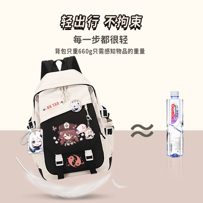 Genshin Impact Raiden Shogun anime co-branded peripheral school bags for third to sixth grade men and women junior and senior high school large capacity shoulder bags trendy and versatile