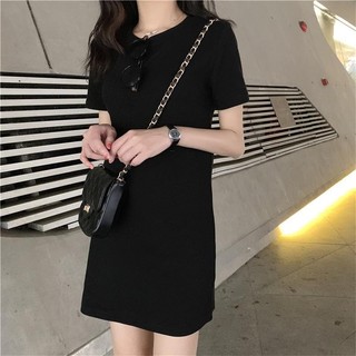 MS6624 Váy thun nữ trơn cổ tròn cộc tay basic nhiều màu