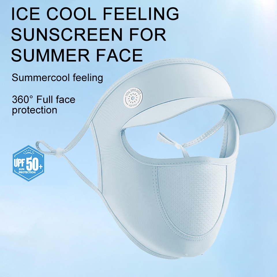 Mũ Trùm Đầu Kiêm Khẩu Trang Chống Nắng Bằng Lụa Lạnh Thoáng Khí Chống Tia UV Có Vành Che Mặt